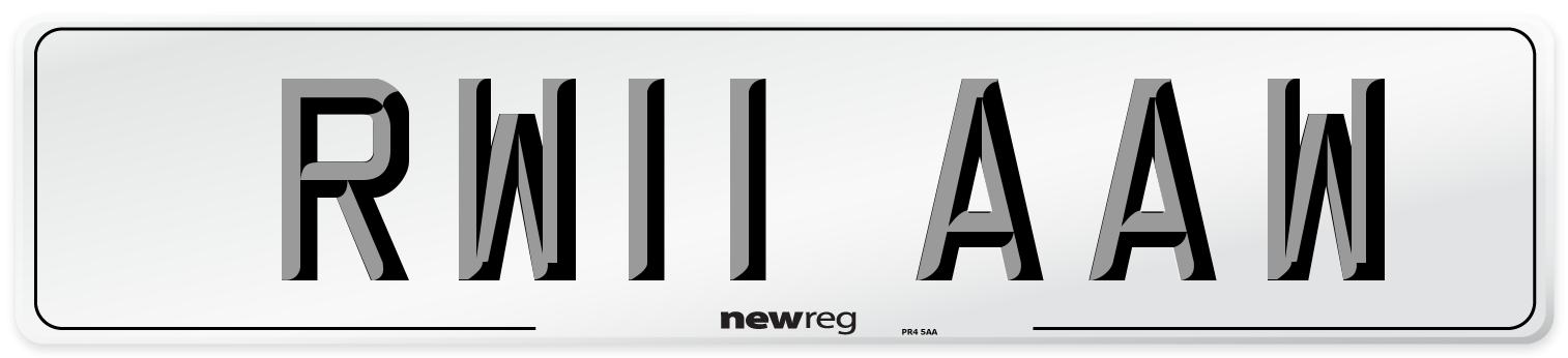 RW11 AAW Number Plate from New Reg